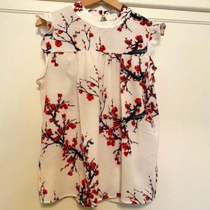 White Cap Sleeve Blouse - Medium